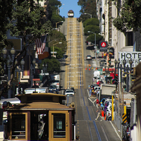 Buy canvas prints of San Francisco cable cars by Paul Warburton