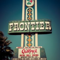 Buy canvas prints of Frontier Hotel Sign, Las Vegas by Paul Warburton