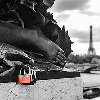 Buy canvas prints of Red Padlocks in Paris by Paul Warburton