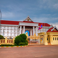 Buy canvas prints of Prime Minister Office building- Laos by Annette Johnson