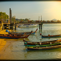Buy canvas prints of Golden Olden days boats at Chalong Pier by Annette Johnson