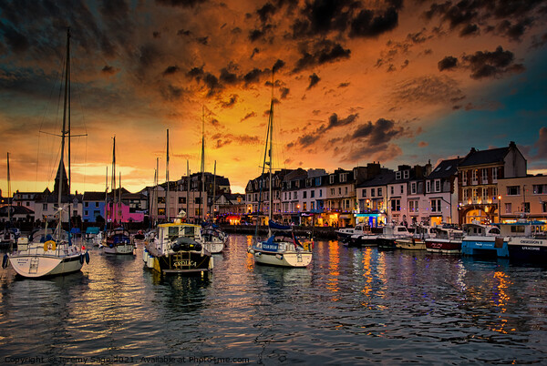 Tranquil Sunset on Ilfracombe Harbour Picture Board by Jeremy Sage