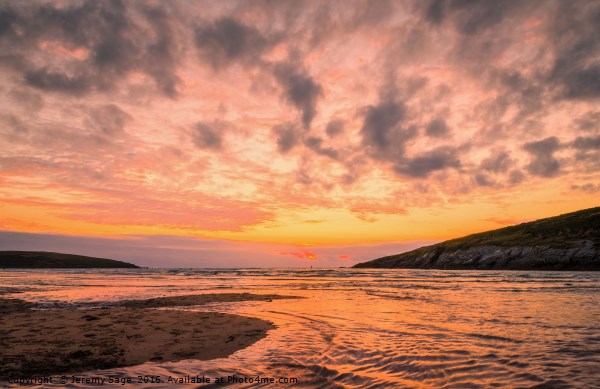 Crantock's Golden Twilight Picture Board by Jeremy Sage
