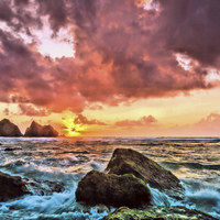 Buy canvas prints of Twilight at Holywell Bay by Jeremy Sage