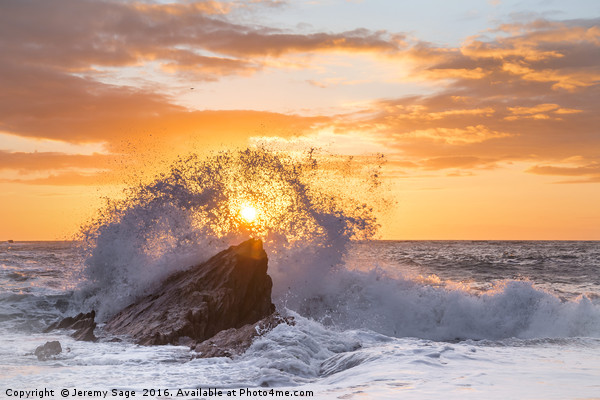 Golden Sunset Sea Spray Picture Board by Jeremy Sage