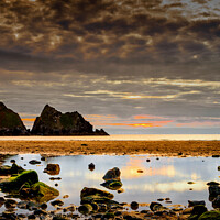 Buy canvas prints of Sunset at Holywell Bay by Jeremy Sage