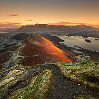 Buy canvas prints of First light on Catbells and Skiddaw by Martin Lawrence