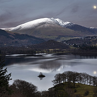 Buy canvas prints of Moonrise over Blencathra in the Lake District by Martin Lawrence