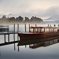Buy canvas prints of Autumnal Mist at Derwentwater in the English Lake  by Martin Lawrence