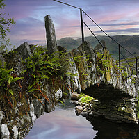 Buy canvas prints of Slater Bridge Little Langdale English Lakes by Martin Lawrence