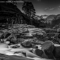 Buy canvas prints of Glen Etive waterfall in B&W by phil pace