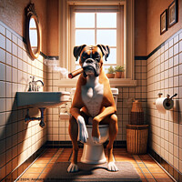 Buy canvas prints of How a Classy Boxer Takes a Break: Cigar Time in the Bathroom 2 by phil pace