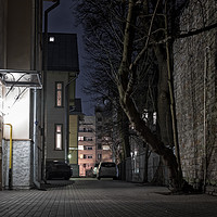 Buy canvas prints of Dark Yard In Tallinn by Jukka Heinovirta