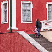 Buy canvas prints of Walking Up The Stairs by Jukka Heinovirta