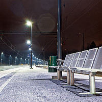 Buy canvas prints of Empty Seats at the Railway Station by Jukka Heinovirta
