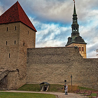 Buy canvas prints of Tourists At The Old Town Of Tallinn by Jukka Heinovirta