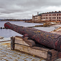 Buy canvas prints of Old Cannon At The Port by Jukka Heinovirta