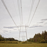 Buy canvas prints of Power Lines Leading To The Horizon by Jukka Heinovirta