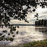 Buy canvas prints of Power Plant Pipe Behind The Lake by Jukka Heinovirta