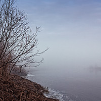 Buy canvas prints of Heavy Mist Over The River Water by Jukka Heinovirta