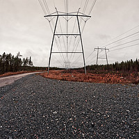 Buy canvas prints of Road To The Power Lines by Jukka Heinovirta