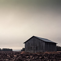 Buy canvas prints of Barn House Under The Dark Autumn Skies by Jukka Heinovirta