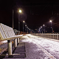 Buy canvas prints of Six Metal Seats At The Railway Station by Jukka Heinovirta
