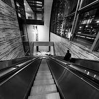 Buy canvas prints of Airport Escalator Corridor by Jukka Heinovirta