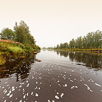 Buy canvas prints of River Water On A Misty Morning by Jukka Heinovirta