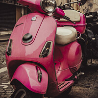 Buy canvas prints of Pink scooter parked at street by Daniel Ferreira-Leite