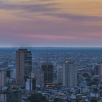 Buy canvas prints of Guayaquil Aerial Cityscape View Sunset Scene by Daniel Ferreira-Leite