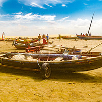 Buy canvas prints of Boats at Sand at Beach of Jericoacoara Brazil by Daniel Ferreira-Leite