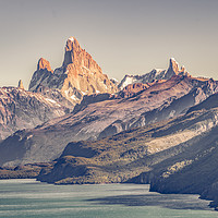 Buy canvas prints of Fitz Roy and Poincenot Mountain Lake View - Patago by Daniel Ferreira-Leite