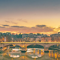 Buy canvas prints of Tiber River Rome Cityscape by Daniel Ferreira-Leite