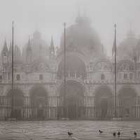 Buy canvas prints of Fog Winter Scene San Marcos Piazza, Venice, Italy by Daniel Ferreira-Leite