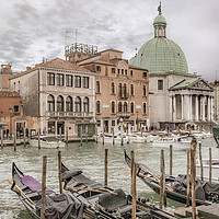Buy canvas prints of Gondolas Parked at Grand Canal, Venice, Italy by Daniel Ferreira-Leite