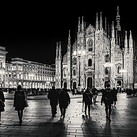 Buy canvas prints of Duomo Piazza Night Scene, Milan City, Italy by Daniel Ferreira-Leite