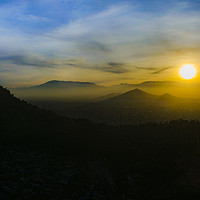 Buy canvas prints of Sunset Scene Santiago de Chile Aerial View  by Daniel Ferreira-Leite