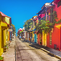 Buy canvas prints of Colonial Style Colorful Houses in Cartagena de Ind by Daniel Ferreira-Leite