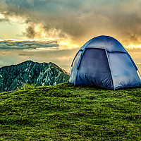 Buy canvas prints of Tent at Top of Mountain, Quilotoa, Ecuador by Daniel Ferreira-Leite