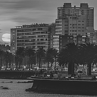 Buy canvas prints of Sunset Coastal Urban Scene, Montevideo, Uruguay by Daniel Ferreira-Leite