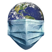 Buy canvas prints of Earth With Face Mask Pandemic Concept by Daniel Ferreira-Leite