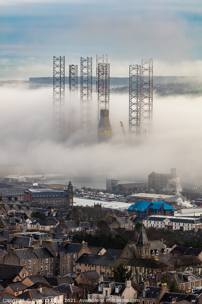 Fog Smothered Dundee Docks Picture Board by Craig Doogan