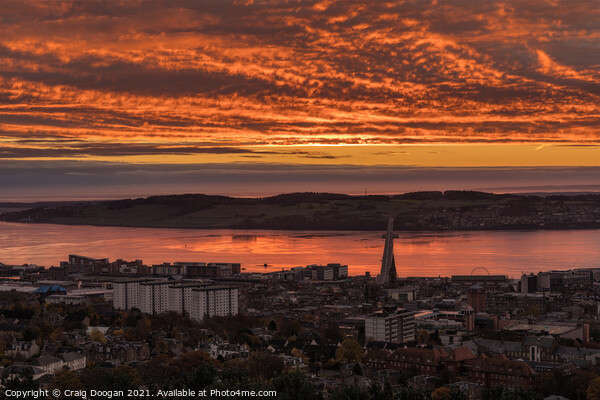 Dundee City Remembrance Sunday Sunrise Picture Board by Craig Doogan