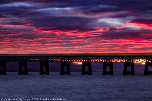 Tay Bridge Passing Train Dundee Picture Board by Craig Doogan