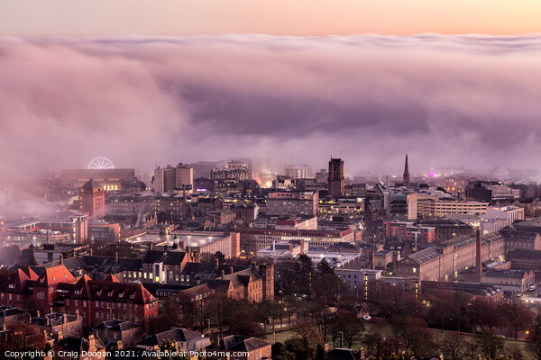 Dundee City Centre Fog Picture Board by Craig Doogan