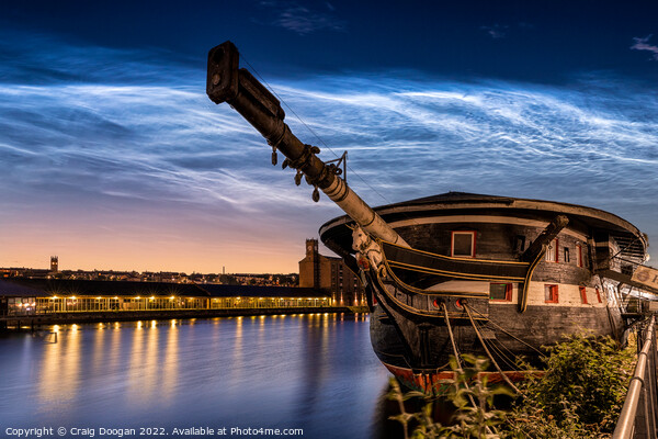 Dundee Unicorn Ship & Noctilucent Clouds Picture Board by Craig Doogan