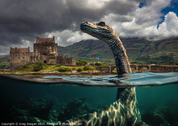 The Loch Ness Monster visits Eilean Donan Castle Picture Board by Craig Doogan