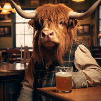 Buy canvas prints of Highland Cow on the Tennent's by Craig Doogan