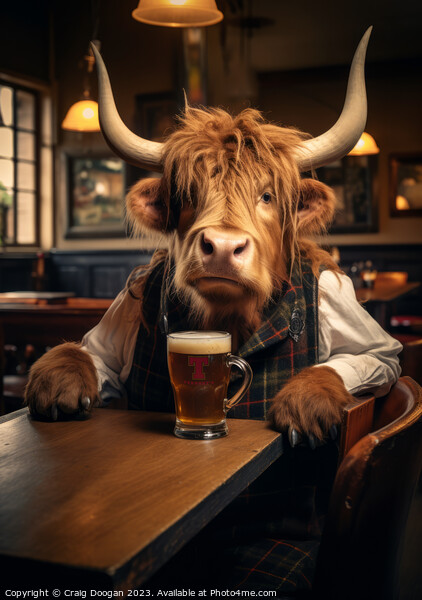 Highland Cow in the Tavern Picture Board by Craig Doogan